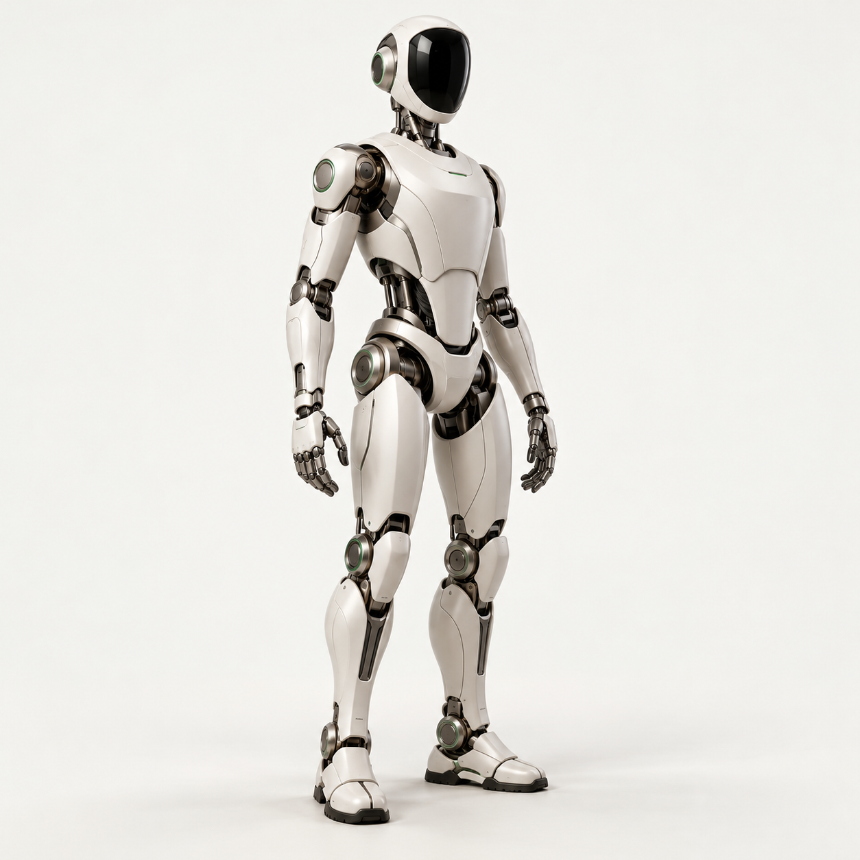 Full-size pearl white humanoid
